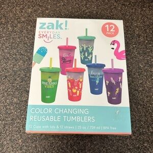 Zak Designs 25-oz. Color-Changing Tumbler 12-Pack Set Reusable Plastic